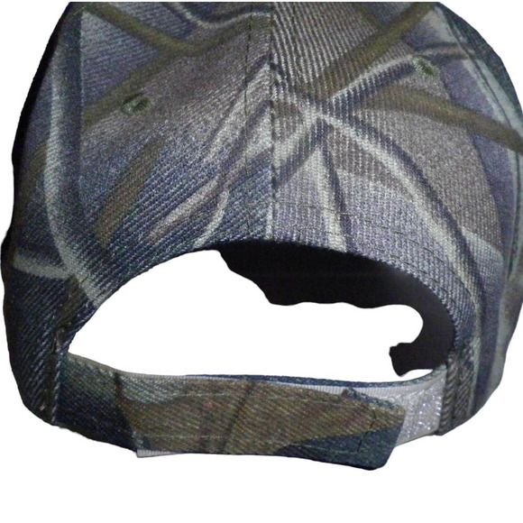 Embroidered Deer Hunter Ball Cap, Green Camo & Orange Safety Panel Trucker Hat - Picture 3 of 4